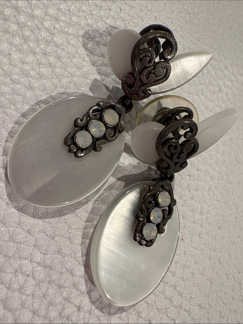 Elegant White Acrylic Drop Pierced Earrings –Lightweight